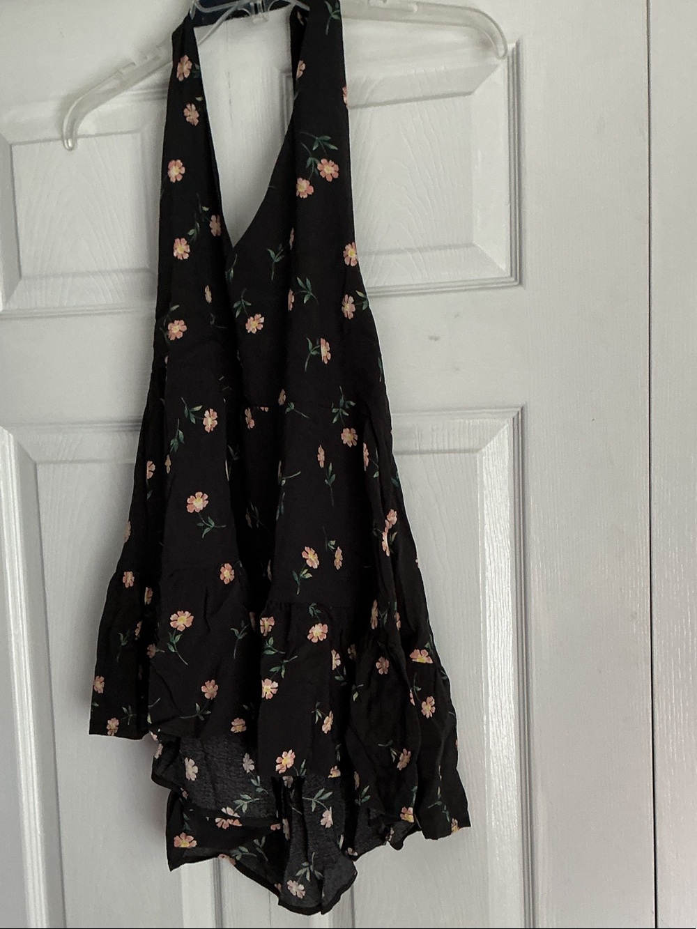 American Eagle Outfitters Black Mini Dress with Pink Floral Print
